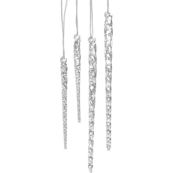 3.5-5.5 Inch Clear Glass Icicle Ornament Set of 24 Pieces - Picture 8 of 8